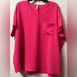 Zenana Women's oversized Pink V-Neck Top
Size small, like new